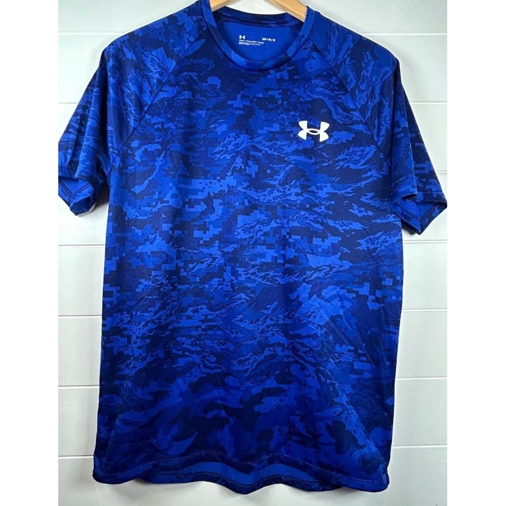 Under Armour Mens Medium Blue Camo‎ Loose Fit Athletic T-Shirt